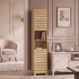 Levede Bathroom Storage Cabinet Hallway Tall Cupboard Adjustable Shelf Oak in Brown - thumbnail 3