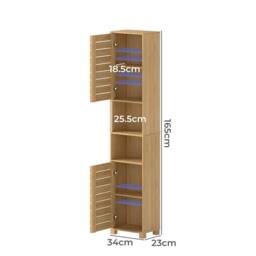 Levede Bathroom Storage Cabinet Hallway Tall Cupboard Adjustable Shelf Oak in Brown - thumbnail 4