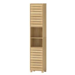 Levede Bathroom Storage Cabinet Hallway Tall Cupboard Adjustable Shelf Oak in Brown - thumbnail 2