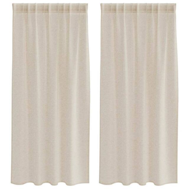 Berkfield Home Curtains with Curtains 2 pcs Sand 140 x 175 cm Polyester in Beige - image 1