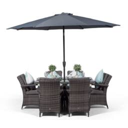Thats Furniture Arizona Rectangle 6 Seat Rattan Dining Set Ice Bucket Drinks Cooler in Grey - thumbnail 2
