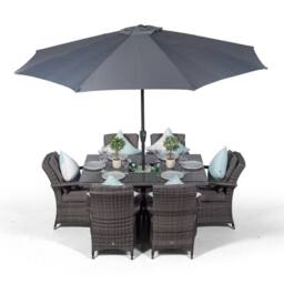 Thats Furniture Arizona Rectangle 6 Seat Rattan Dining Set Ice Bucket Drinks Cooler in Grey - thumbnail 1