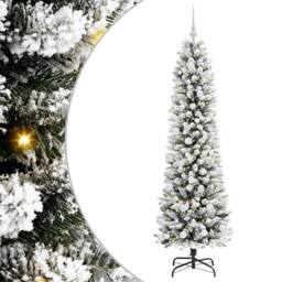 Berkfield Home Stunning Artificial Christmas Tree with 300 LEDs Green & white - thumbnail 3