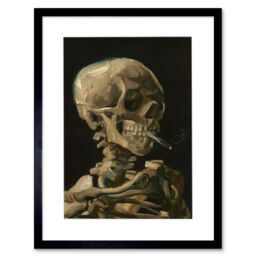 Artery8 Old Master Painting Van Gogh 1886 Head of a Skeleton with a Burning Cigarette Gothic Skull Print Framed Wall Art Print Picture 12X16 inch - thumbnail 1