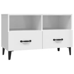 Berkfield Home TV Cabinet High Gloss White 80x36x50 cm Engineered Wood - Size: 80 x 36 x 50 cm - thumbnail 1