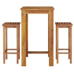 Berkfield Home 3 Piece Garden Bar Set Solid Wood Acacia in Brown - thumbnail 3