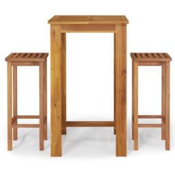 Berkfield Home 3 Piece Garden Bar Set Solid Wood Acacia in Brown - thumbnail 2