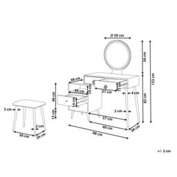 Wyld and Coco Glam Design Dressing Table White with Gold LED Mirror and 6 Drawers - thumbnail 3
