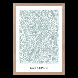 ARTZE Vintage William Morris Larkspur in Mint & White Art Print / Oak Frame / SIZE: A4 - thumbnail 2