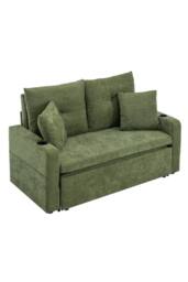 Living and Home 2 Seater Sofa Bed with Cup Holders and Pillows in Green - thumbnail 4