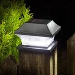 EONLION Outdoor Solar LED Square Deck Post Light Garden Fence Landscape Lamp in Black - thumbnail 2