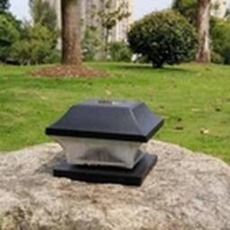 EONLION Outdoor Solar LED Square Deck Post Light Garden Fence Landscape Lamp in Black