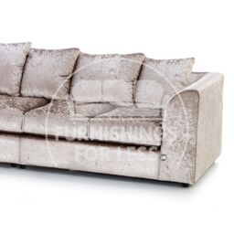 Furnishings For Less UK Crystal Crushed Velvet Large 5 Seater L Shaped Corner Sofa Left Hand Facing in Beige - thumbnail 2
