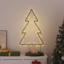 Berkfield Home Christmas Lights Christmas Tree Silhouette 115 LEDs Warm White in Black - thumbnail 2