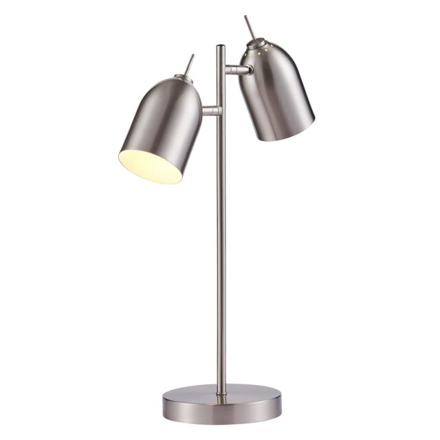 Teamson Home Mason Modern Double Light Adjustable Table Lamp Standing Light Chrome Shade Finish for Livingroom Bedroom Office Home in Metallic Silver - image 1