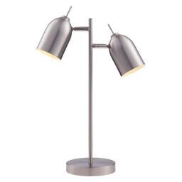 Teamson Home Mason Modern Double Light Adjustable Table Lamp Standing Light Chrome Shade Finish for Livingroom Bedroom Office Home in Metallic Silver - thumbnail 6