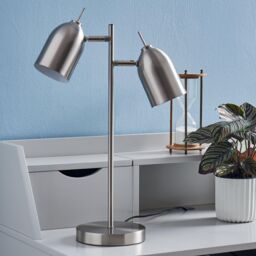 Teamson Home Mason Modern Double Light Adjustable Table Lamp Standing Light Chrome Shade Finish for Livingroom Bedroom Office Home in Metallic Silver - thumbnail 5