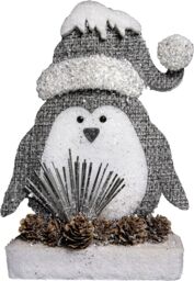 Shatchi 42cm Grey Penguin Christmas Tabletop Figures Window Wall Door Holiday Home Xmas Glitter Foam Showpiece Decorations - thumbnail 3