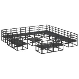 Berkfield Home Garden Sofa Set 14 pcs Black 70 x 70 x 32 cm Aluminium - thumbnail 6