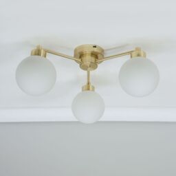 ValueLights Jonah 3 Arm Globe Ball Shade Flush Ceiling Light in Gold - thumbnail 5
