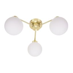 ValueLights Jonah 3 Arm Globe Ball Shade Flush Ceiling Light in Gold - thumbnail 2