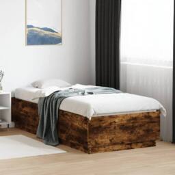 Berkfield Home Modern Bed Frame without Mattress Smoked Oak 90x200 cm in Brown - thumbnail 2