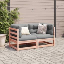 Berkfield Home 2 Piece Garden Sofa Set Solid Wood Douglas Fir in Brown - thumbnail 3