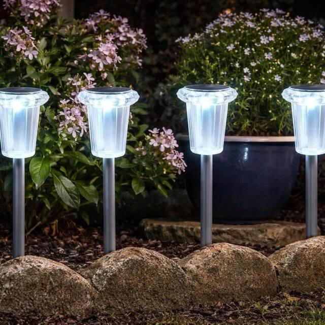 Marco Paul 4pc Solar Garden Stake Light Set in Silver - image 1