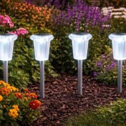 Marco Paul 4pc Solar Garden Stake Light Set in Silver - thumbnail 5