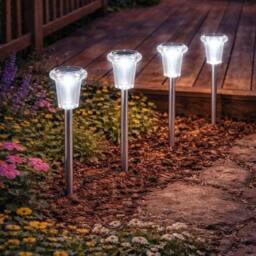 Marco Paul 4pc Solar Garden Stake Light Set in Silver - thumbnail 6