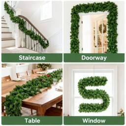Shatchi 2.7M Alaskan Green Christmas Garland - Thick & Bushy Festive Décor - thumbnail 3