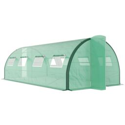 OUTSUNNY Tunnel Greenhouse, Upgraded Structure, Hinged Doors, 6 x 3 m, Green - thumbnail 2