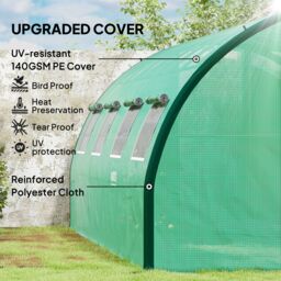 OUTSUNNY Tunnel Greenhouse, Upgraded Structure, Hinged Doors, 6 x 3 m, Green - thumbnail 4