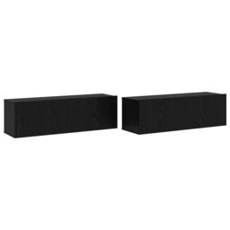 Berkfield Home 3 Piece TV Cabinet Set Wall-Mounted Black Oak Engineered Wood - thumbnail 7
