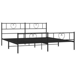 Berkfield Home Metal Bed Frame with Headboard & Footboard Black 180x200 cm Super King - thumbnail 4