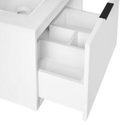 Wyld and Coco 60cm Wall-Mounted Vanity Unit with Ceramic Basin and Black Handle in White - thumbnail 8