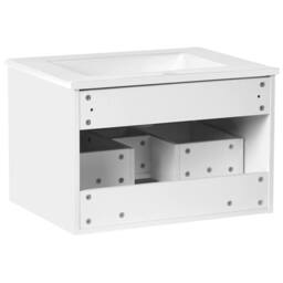 Wyld and Coco 60cm Wall-Mounted Vanity Unit with Ceramic Basin and Black Handle in White - thumbnail 6