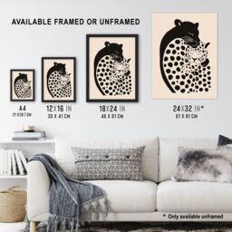 Artery8 Panther & Leopard Abstract Minimalism Animals Framed Art Print in Black - Size: A4 - thumbnail 3