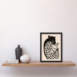 Artery8 Panther & Leopard Abstract Minimalism Animals Framed Art Print in Black - Size: A4 - thumbnail 4