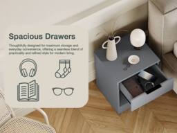 Home Discount Vida Designs Trega 1 Drawer Bedside Cabinet Space saving, Set Of 2 in Grey - thumbnail 5