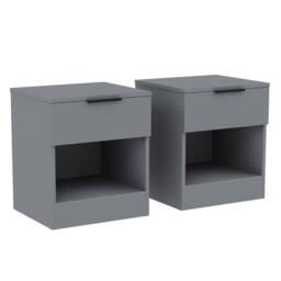 Home Discount Vida Designs Trega 1 Drawer Bedside Cabinet Space saving, Set Of 2 in Grey - thumbnail 1