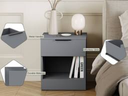 Home Discount Vida Designs Trega 1 Drawer Bedside Cabinet Space saving, Set Of 2 in Grey - thumbnail 4