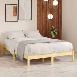 Berkfield Home Bed Frame Solid Wood Pine 140x200 cm in Light Tan - thumbnail 2