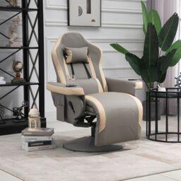 HOMCOM Manual Recliner Armchair PU Sofa Chair w/ Footrest & 135° Reclining in Grey