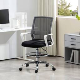 VOGREX Black Mesh Ergonomic Draughtsman Drafting Chair - thumbnail 3
