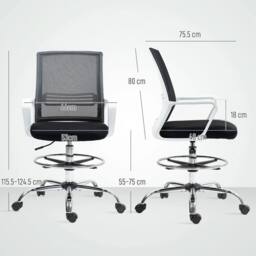 VOGREX Black Mesh Ergonomic Draughtsman Drafting Chair - thumbnail 2