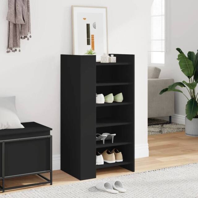 Berkfield Home Shoe Cabinet Black 52x37.5x100 cm Engineered Wood - image 1