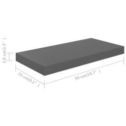 Berkfield Home Floating Wall Shelves 4 pcs High Gloss Grey 50x23x3.8 cm MDF - thumbnail 8