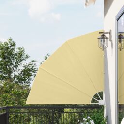 Berkfield Home Balcony Privacy Screen Folding Manual Sand 140 x 140 cm Fabric in Brown - thumbnail 1