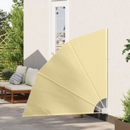 Berkfield Home Balcony Privacy Screen Folding Manual Sand 140 x 140 cm Fabric in Brown - thumbnail 3